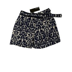 New Sassofono Classic Blue and Beige Abstract Side Belt Women's Shorts Size M